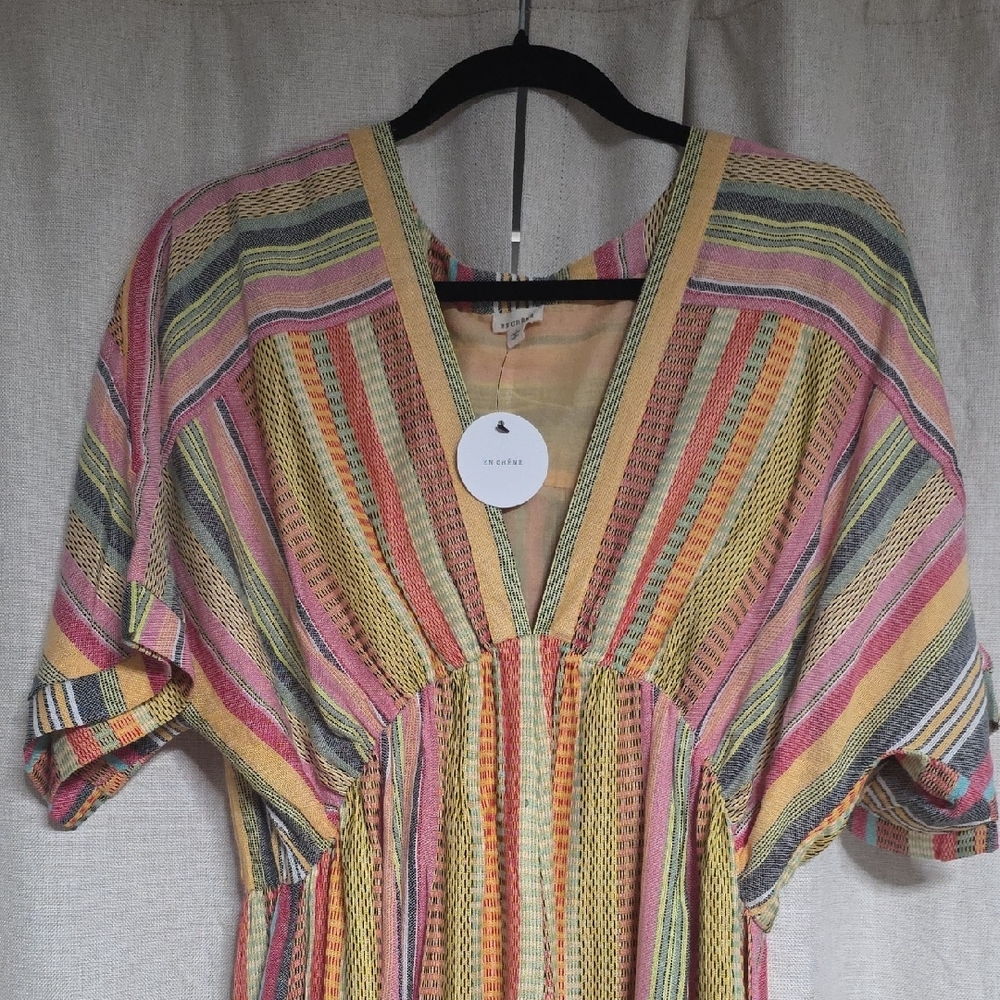 En Creme Pastel Striped High Low Dress - Picture 3 of 6